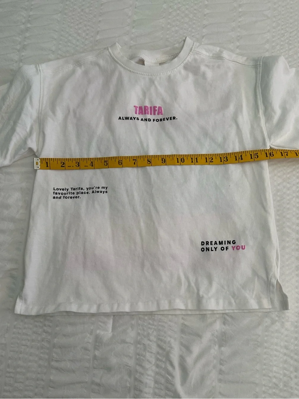Zara White Short-Sleeve Tee with Tarifa Always and Forever Print Size 9-10Y